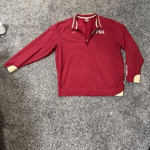 Nike Windbreaker‎ Mens Large Garnet Excellent FSU Seminoles Quarter Zip Pullover